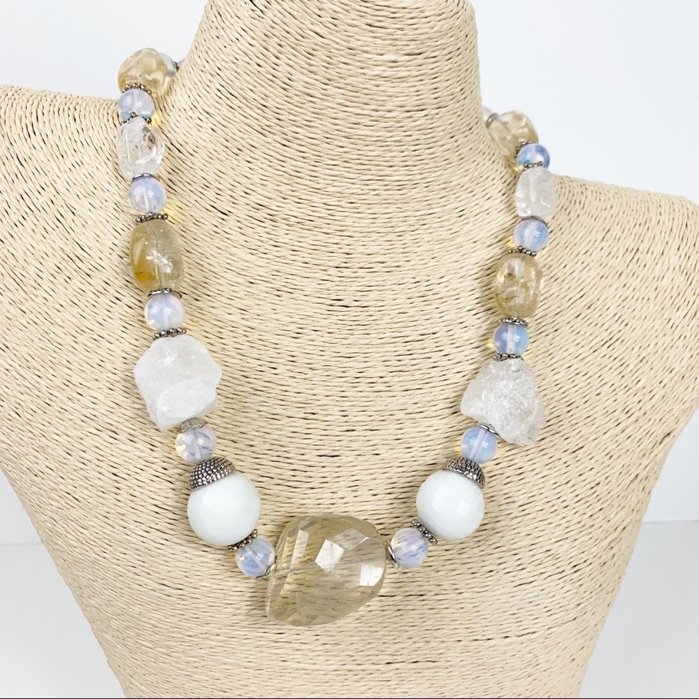 Citrine Quartz Agate Bead Necklace
